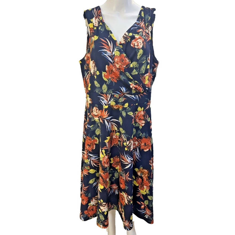 Grace Karin Floral Mini Dress Size 2X Tropical v neck Sleeveless Vacation Resort